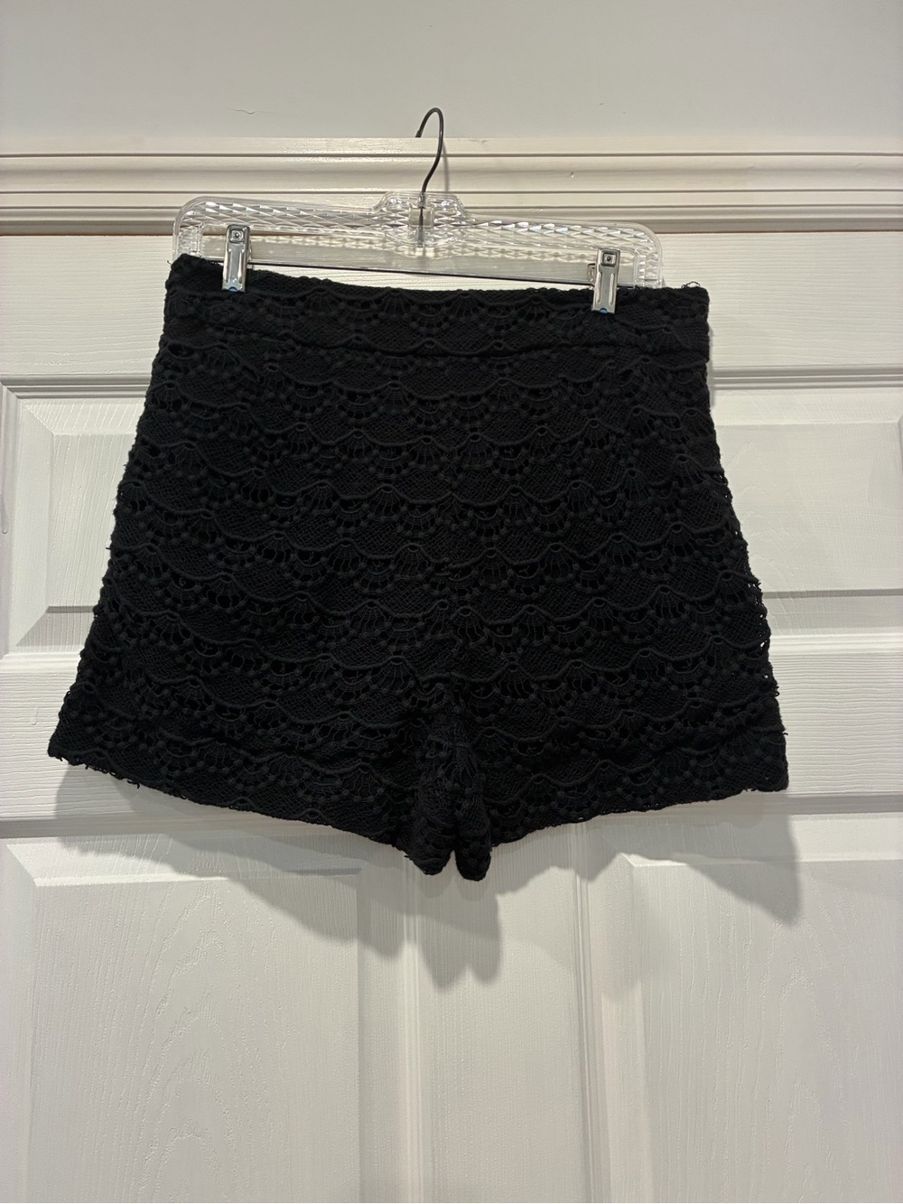 Express Black High-Waist Crochet Shorts
